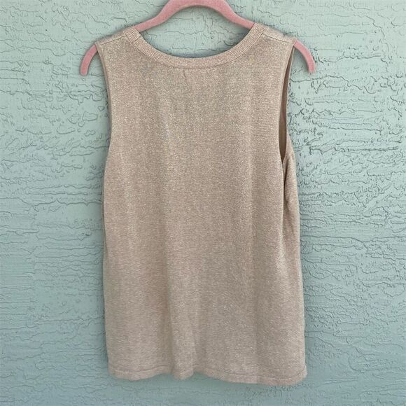 Chico's Gold Sparkly Sweater Tank Top Size 2 L Casual Fall Lurex Sweater - Picture 10 of 12